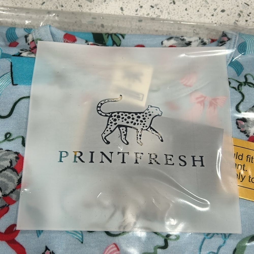 NWT PrintFresh Kids Cotton Christmas Holiday Kitten Wrapped Gift Pajama Set - 6 - Picture 4 of 5